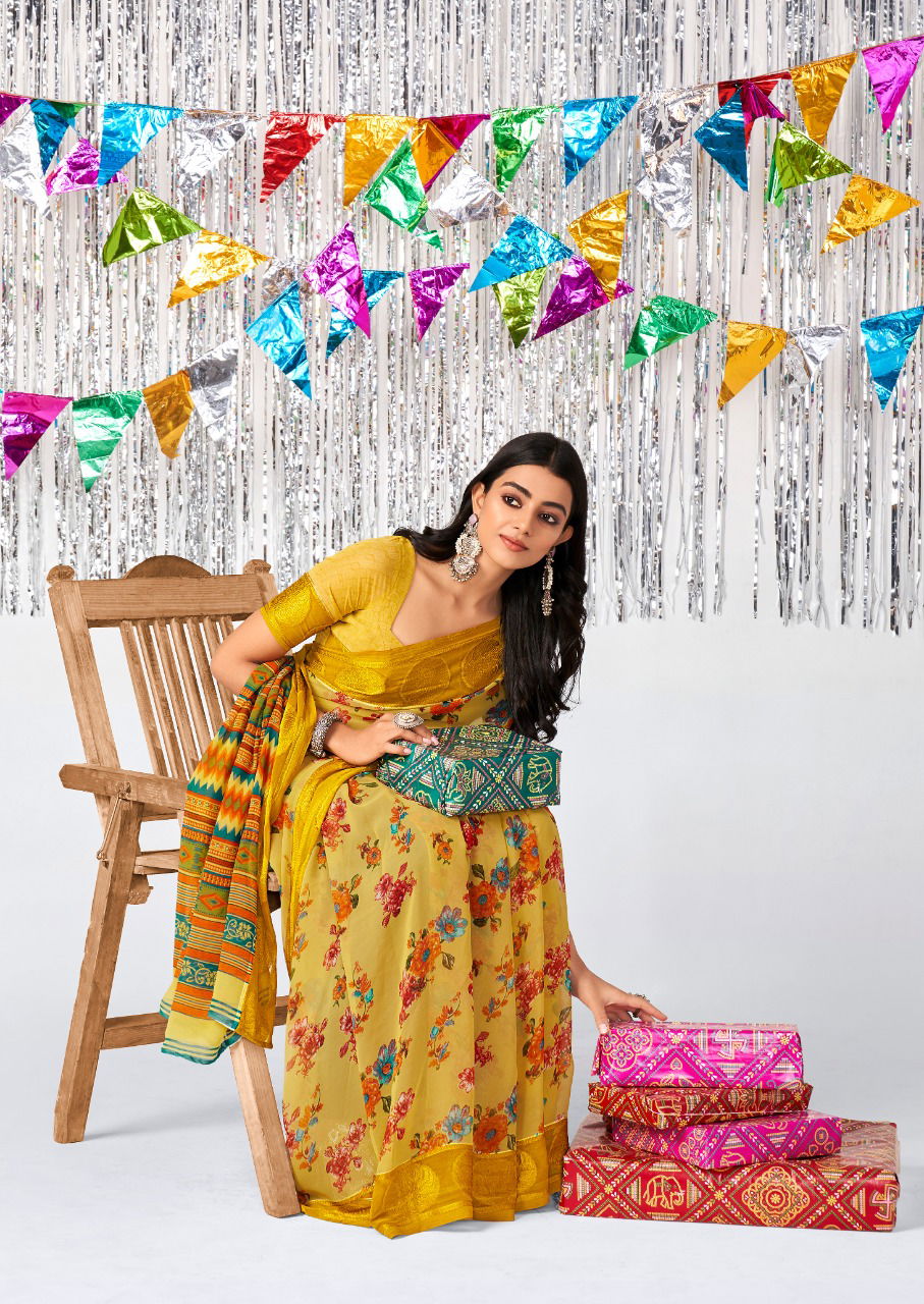 Stavan Shara New Printed Designer Fancy Wear Georgette Saree Collection